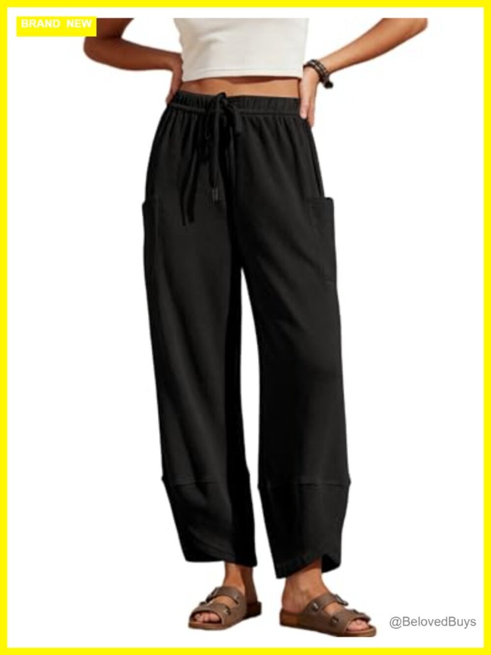 Womens Wide Leg Sweatpants Drawstring Elastic Waist Harem Pants